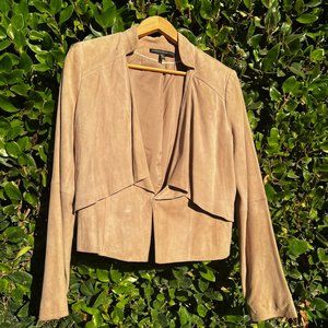 WHBM Tan Suede/Genuine Leather Cropped Jacket | SZ M